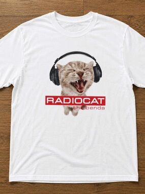 Gildan White Tee with Radiocat Headphone Graphic
